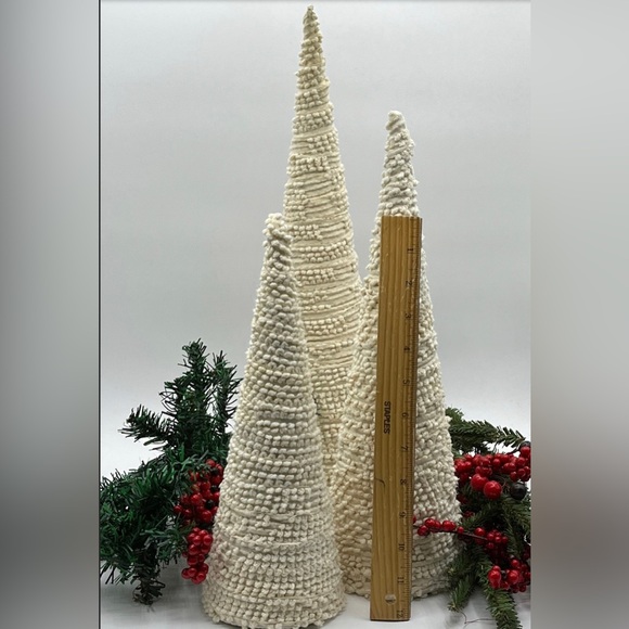 3 large hobnail vintage chenille primitive farmhouse Christmas trees handmade - Picture 9 of 10